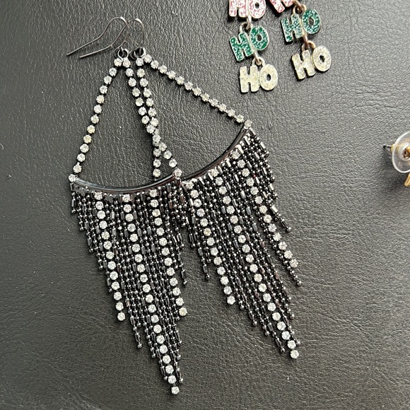 Lot of Earrings 10 pairs Hoops Christmas Rhinestones - Picture 5 of 6